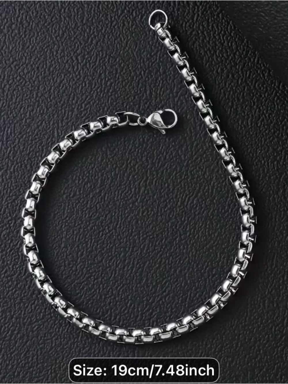 Polished Box Chain Bracelet - Shiny Silver Finish
